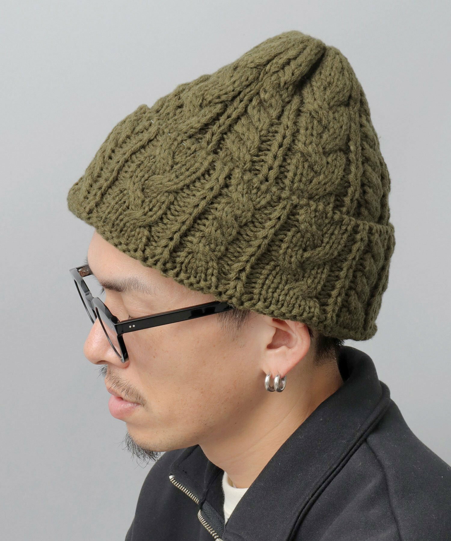 ウールミックス ケーブル編み ニットワッチ / ケーブルニット帽